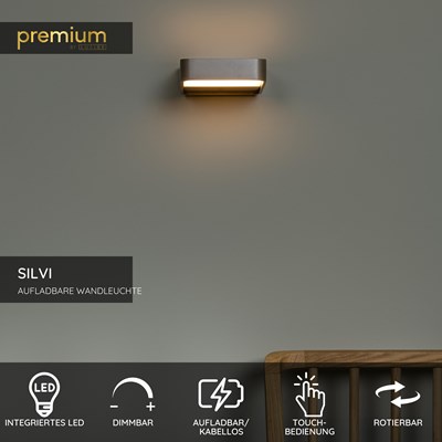 Lucide SILVI - wiederaufladbare Wandleuchte - Akku/Batterie - LED Dim. - 1x3,7W 2700K - Kaffee | Premium